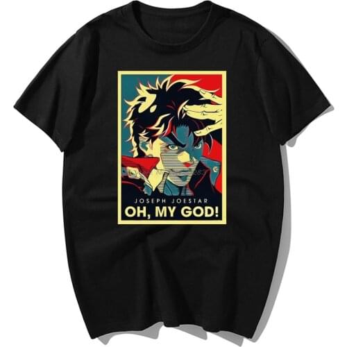 Summer Cool Tshirt Jojo Bizarre Adventure Vintage Joestar Joseph OH MY GOD Letter T-shirt Fashion Casual Shortsleeve T Shirt Men
