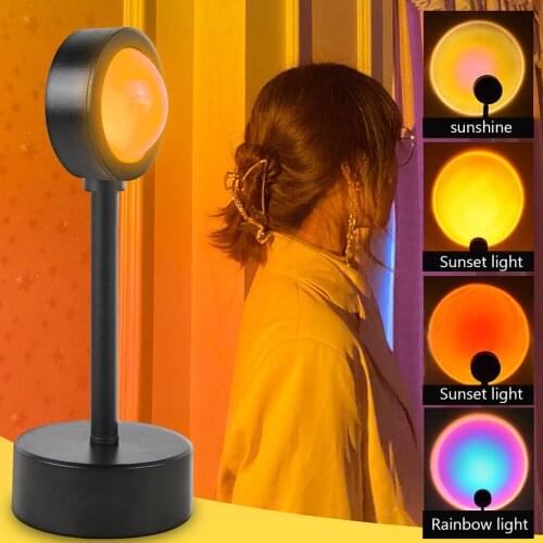 Sunset Lamp Sunset Projector 5W 4-in-1 360° Flexible Projection Lamp Adjustable Room Bedroom Decor Night Light
