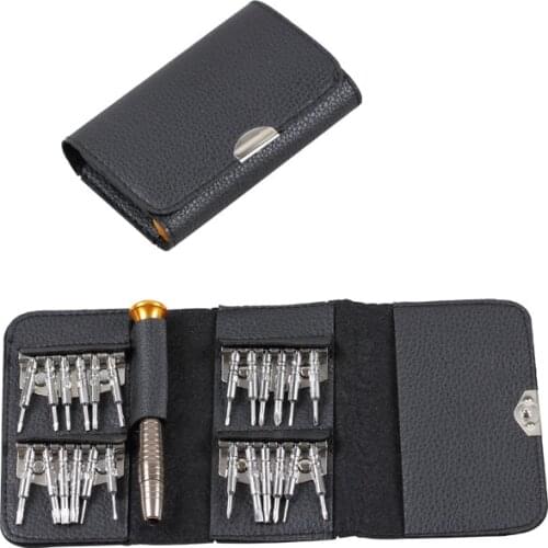 25-in-1 Multifunction Screwdriver Combination Leather Package Phone Notebook Disassemble Repair Tools P15