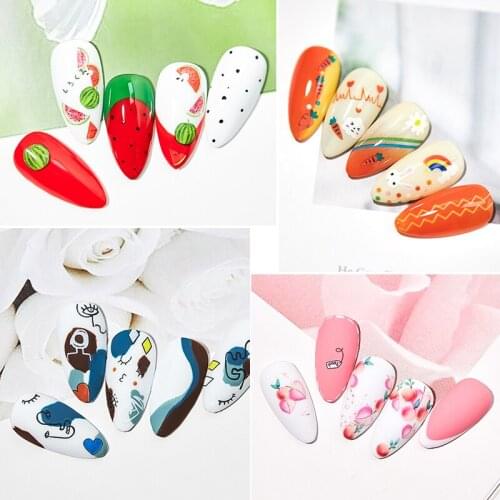 1 Sheet Strawberry Adhesive 3D Nail Sticker Foil Decals For Nails Sticker Art Cartoon Nail Art Decorations Designs Tool