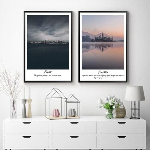 Night Scenery Forest Sunshine Tree City Lake Castle Fog Canvas Painting Sofa Wall Picture Printing Poster Living Room Decoration