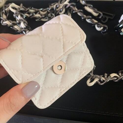 New luxury brand Fashion Party Ladies Black Thick Chain Long Necklace White Leather Bag Waist Chain Belt Necklace Party Jewelry