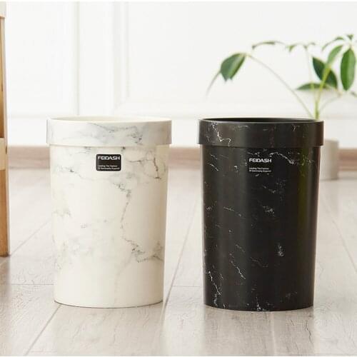 Office Garbage Bucket Without Lid European Style Dustbin Marble Pattern Trash Cans Bedroom Trash Can Living Room Waste Bin Hot