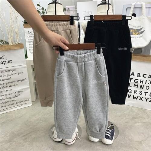 2 3 4 5 6 Years Baby Boys Sports Pants Autumn Winter Kids Casual Plus Velvet Trousers Cotton Loose Thicken Warm Pants for Boy