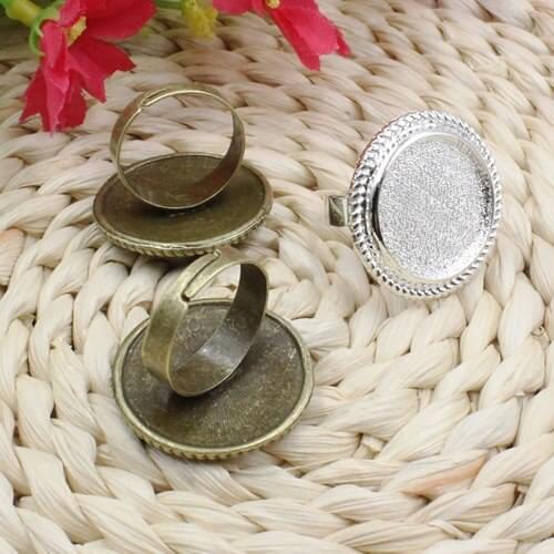 Fit:20mm Ring Metal Zinc Alloy Round Blank Setting Bezel Blank Cabochon adjust Ring Base For DIY Ring 5pcs/lot K02597