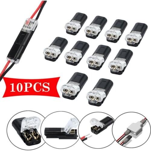 10pcs 2p Pluggable Wire Connector Quick Splice Electrical Cable Crimp Terminals Spring Connector Wire With No Welding No Screws
