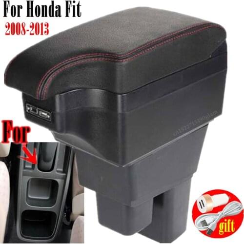 For Honda Fit Armrest For Honda Fit 2008 2009 2010 2011 2012 2013 Car Armrest box Retrofit parts Interior Storage box 6USB