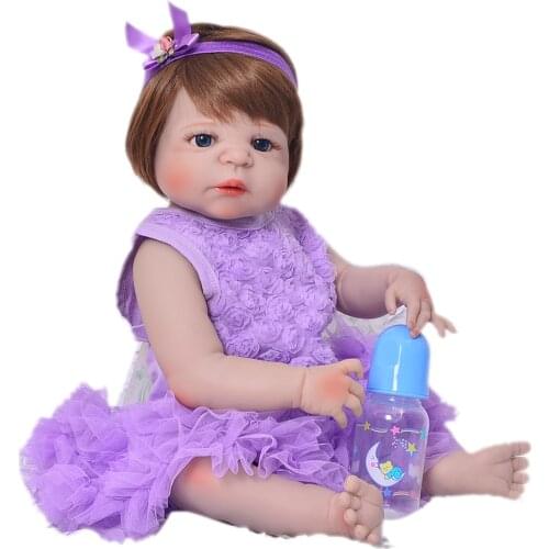 Lifelike girl Real dolls NPK 22"55cm full silicone reborn baby dolls bebe alive reborn bonecas kids gift toy dolls