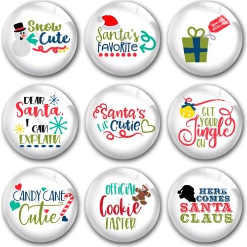 Handmade Christmas X-Mas Snowman Santa Candy Round Photo Glass Cabochons Demo Flat Back DIY Jewelry Making Findings Accessory