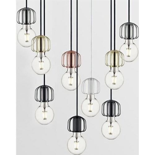 Nordic Franch Designer Concise Pendant Lamp Creative Living Dining Room Single Edison Bulb Hanging Light Fixtures Free Shipping