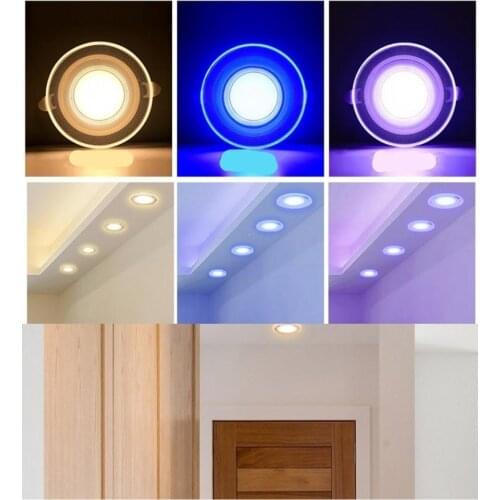 LED 5W/220V Tri-color Dimmable Colorful Downlight Round Panel Light No Flicker Eye Protection Home Atmosphere Decorative Light