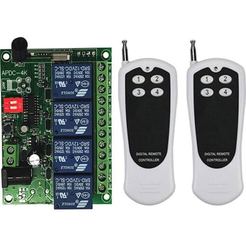 500m Universal Wireless Remote Control DC 12V 24V 4CH Relay Receiver Module RF Switch Remote Control Gate Garage opener