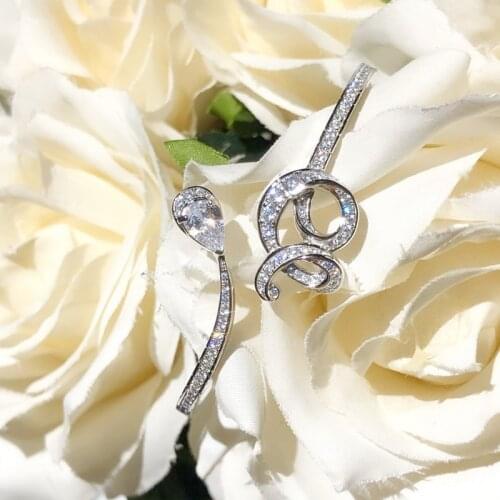 Womens high quality S925 sterling silver full zircon pear-shaped drop bracelet fashion noble boutique Valentines Day gift