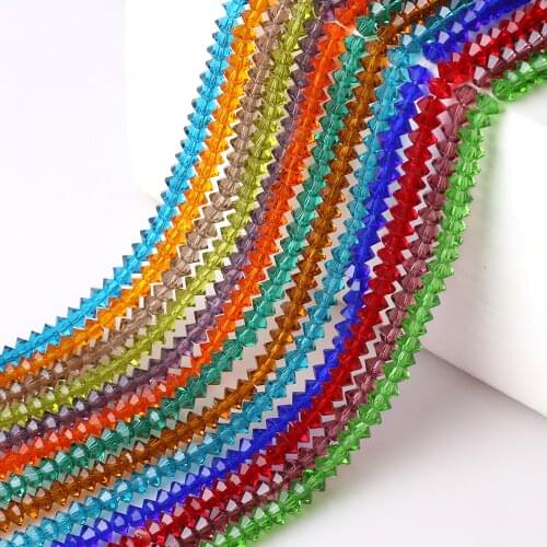 ZHUBI Fashion Jewellery Flying Saucer Beads 95PCS/LOT 6MM Glass Bicone Crystal Faceted Loose DIY Spacers For Bracelets Making