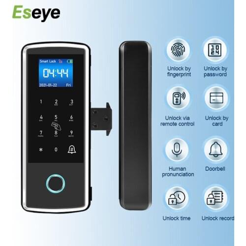 Eseye Sliding Glass Door Lock Office Keyless Electric Fingerprint Access Control System With Keypad,Card And Remote Control