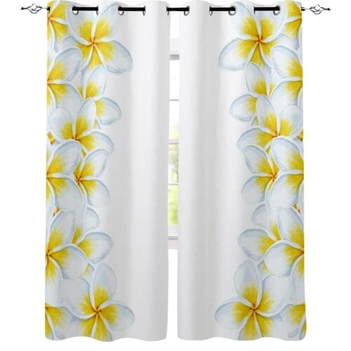White Flower Plumeria Blackout Curtains For Bedroom Blinds Drapes Window Curtains For Living Room High Shading