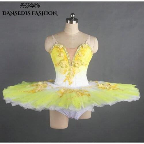 Yellow Classical Pancake Ballet Tutu,Women/Child Dance Performance/Competition Stage Costume,Ballerina Professional Dance Dress
