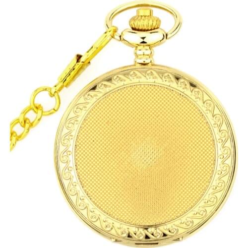 Golden Luxury Skeleton Pocket Watch Mechanical Hand Wind Pocket & Fob Watches Womens Pocket Watch Pendant relogio de bolso Gift