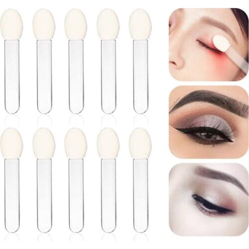10pcs Black And White Disposable Eye Shadow Brushes Single Head Makeup Wands Sponge Makeup Brush Professional Women Cosmetic