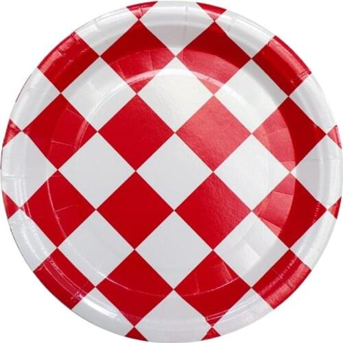 10pcs Disposable Plates For Birthday Bronzing Tableware Birthday Party Supply Dot Lattice Design Cartoon Disposable Tableware