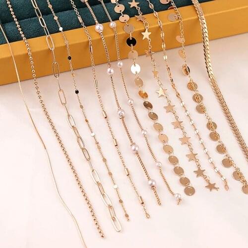 2M Round Star Beads Chain Bulk Chain Gold Oval Link Bulk Chains DIY Wallet Chain Jewelry Necklace Making Handmade Accessories