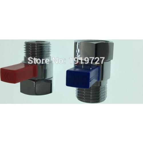 2 Pcs Red Blue Brass Flow Control Valve Water Pressure Reducing For Bidet Spray or Hand Shower Head Diverter Shut Off Switch