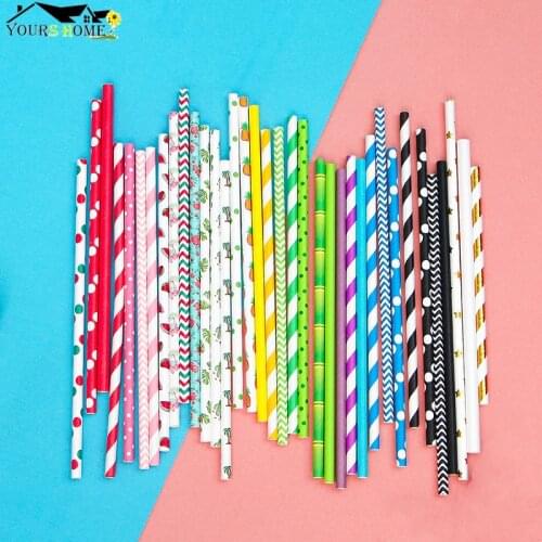 200pcs/lot Paper Straw Reusable Drinking Straws Natural Straws For Party Birthday Wedding Bar Tool Barware