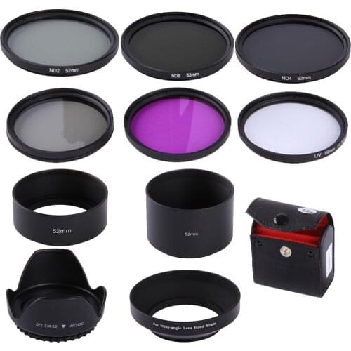 52MM CPL UV FLD ND2 ND4 ND8 Lens Filter Kit for Nikon D5100 D5300 D3300 18-55mm