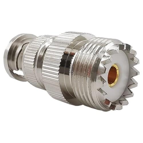 2PCS BNC to UHF RF Adapter UHF Female SO239 SO-239 Jack to BNC Male Plug RF Coaxial Coax Adapter Connector Nickel plated Brass