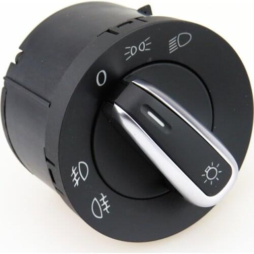 AZQFZ Chrome Headlight Switch Button Fog Lights Knob New For VW Jetta 5 Passat B6 Golf MK5 MK6 Touran Tiguan Caddy 5ND 941 431 A