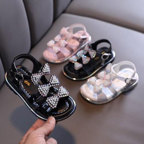 Girls' Shoes Sandals 2021 New Summer Kids Princess Girls Baby Kids Soft Bottom Non-slip Fashion Bow-knot Flats Cute All Match