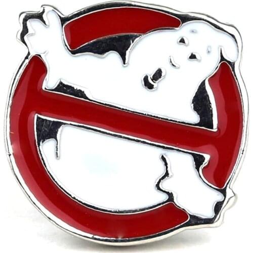 Cartoon Red Smile Face Brooch Ghostbusters Enamel Badge Pins For Kids Party Gifts Decoration On Bag Hat