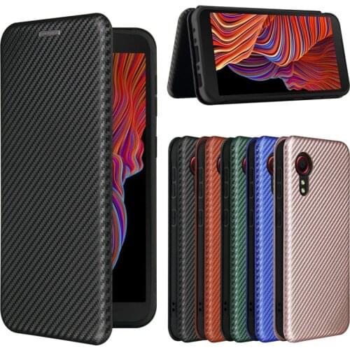 For Samsung Galaxy XCover 5 Case Carbon Fiber Flip Leather Case For Samsung Galaxy XCover 5 Case Cover For Samsung XCover 5 5.3"