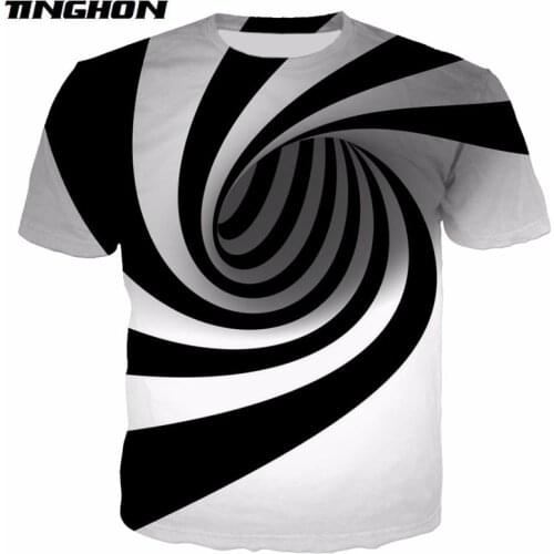 Black And White Vertigo Hypnotic Printing Unisxe Funny Short Sleeved Tees Men/women Tops 3D Optical illusion T-shirt XS 6XL 7XL