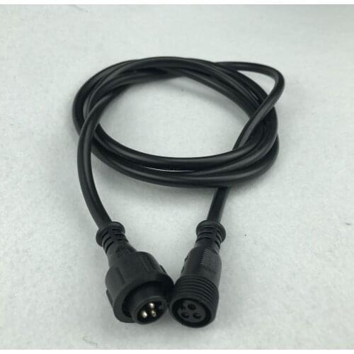 BLACK 0.5m long 3 core waterproof extension cable,one end with male,the other end with female,male connectors diameter:13.5mm