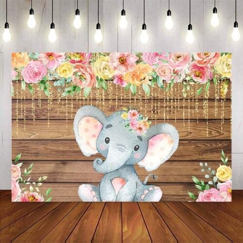 Elephant flower backdrop for photography floral newborn baby shower background for photo birthday party decoration supplies