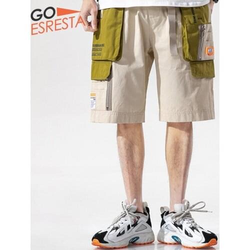 GOESRESTA Summer New Mens Shorts Cotton Casual Fashion Brand Trend Multi-Pocket Baggy Wild Breathable Sports Tooling Pants Men