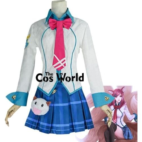 LOL Academy Ahri Uniform Tops Skirt Outfit Games Cosplay Costumes