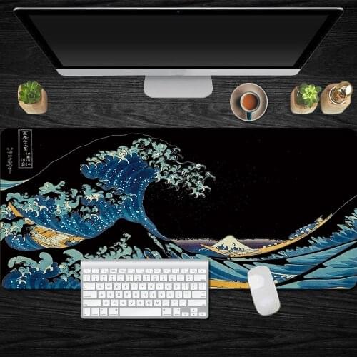 PC Mouse Pad Great Wave Off Art Large Mousepad Natural Rubber Waterproof Computer Gaming Mousepad Desk Mat Locking Edge Mat XXL