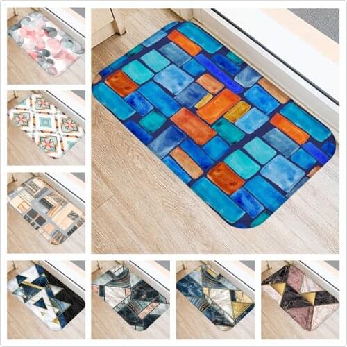 Geometric Print Carpet Anti-slip Marble Floor Mat Bathroom Kitchen Door Mat 40x60cm Area Rugs
