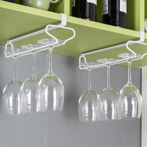 Creativity Hanging Wine Glass Rack Under Cabinet Mount Metal Wine Glass Storage Hanger Bar Wine Glasses Holder Shelf Storage