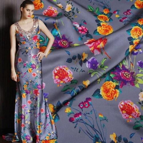 Summer Digital Printing Heavy Stretch Satin Mulberry Silk Fabric Wide Silk Satin Silk Clothing Cheongsam Fabric