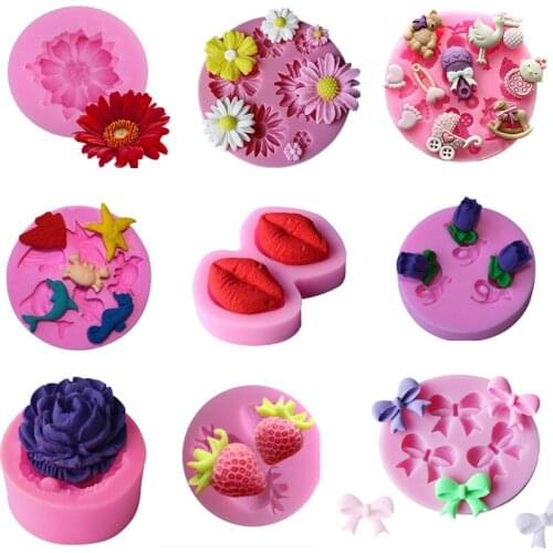 Small Bow/flower Shape Silicone Mold Fondant Chocolate Soap Moulds Candy Cake Molds Embossed Sugar Arts Flower DIY Wedding Decor