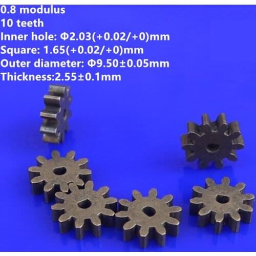 10pcs/lot Metal Pinion 0.8 Modulus 10teeth Inner Bore 4mm for Miniature Gear Water Pump Gear