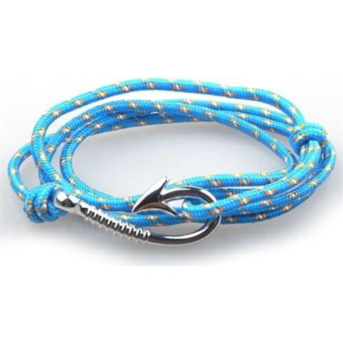 Trendy Nylon Bracelets Men Women Couple Gifts Wrap Braided Wristband Male Bracelet Rope Golden Alloy Hook Anchor Bangle Handmade