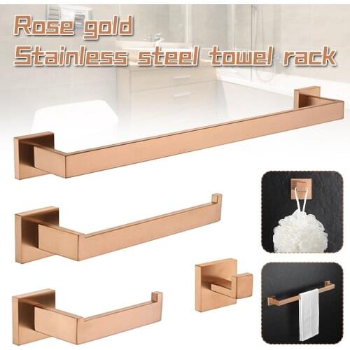 Rose Gold Bathroom Hardware Set Brass Toilet Paper Holder WC Tissue Hanger Towel Bar Wall Mounted Robe Hook Bathroom Accessories