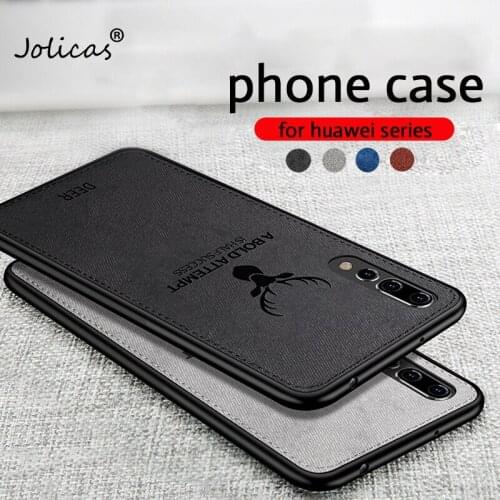 Deer Embossed Case For Huawei P Smart 2019 Mate 20 Lite P20 Pro Nova 3 3i Honor 8X Max 8 9 lite 10 7A 7C Cloth Soft Back Cover