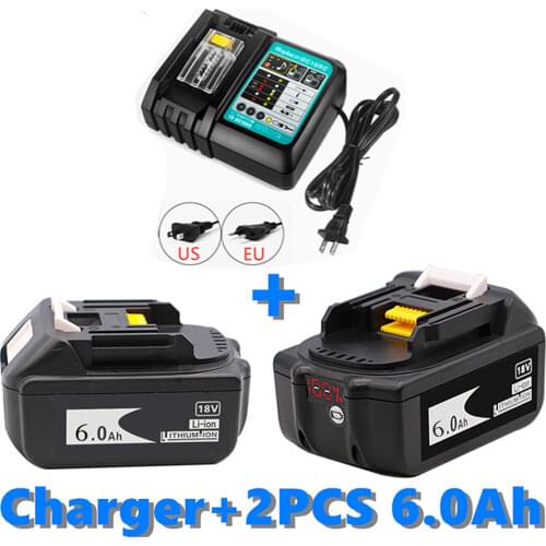 Original BL1860 Rechargeable Battery 18 V 6000mAh Lithium ion for Makita 18v Battery BL1840 BL1850 BL1830 BL1860B+ 3A Charger