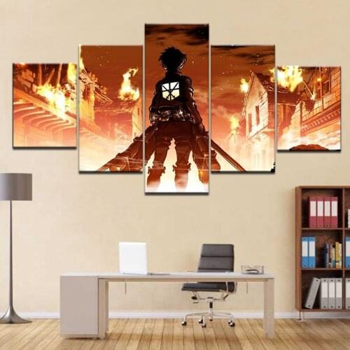 Attack on titan anime Poster Framed Gallery wrap art print home wall decor wall picture Already to hang digital print
