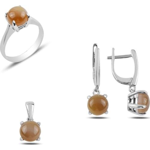 Silver 925 Sterling Natural Solitaire Set